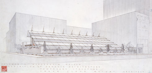 Plano del pabellón de cristal de 1953/ Photo Credist: Frank Lloyd Wright Foundation, Scottsdale, Arizona